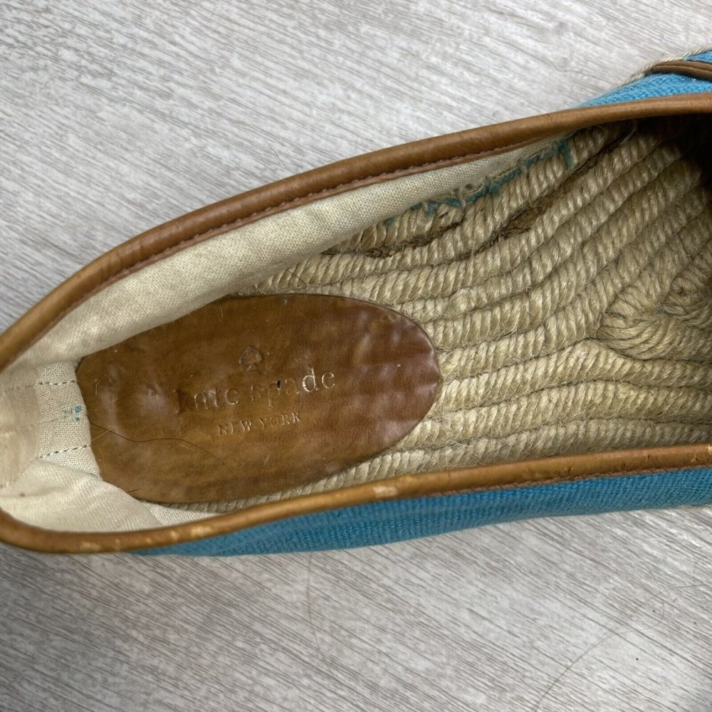 kate spade lara logo espadrille flat turquoise size 7 - Picture 5 of 6